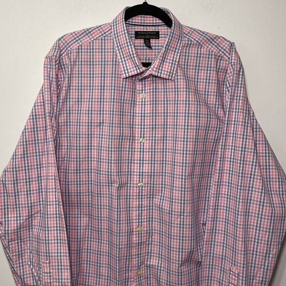 Banana Republic men checkered long sleeve tailored slim fit button down shirt XL - Picture 2 of 6